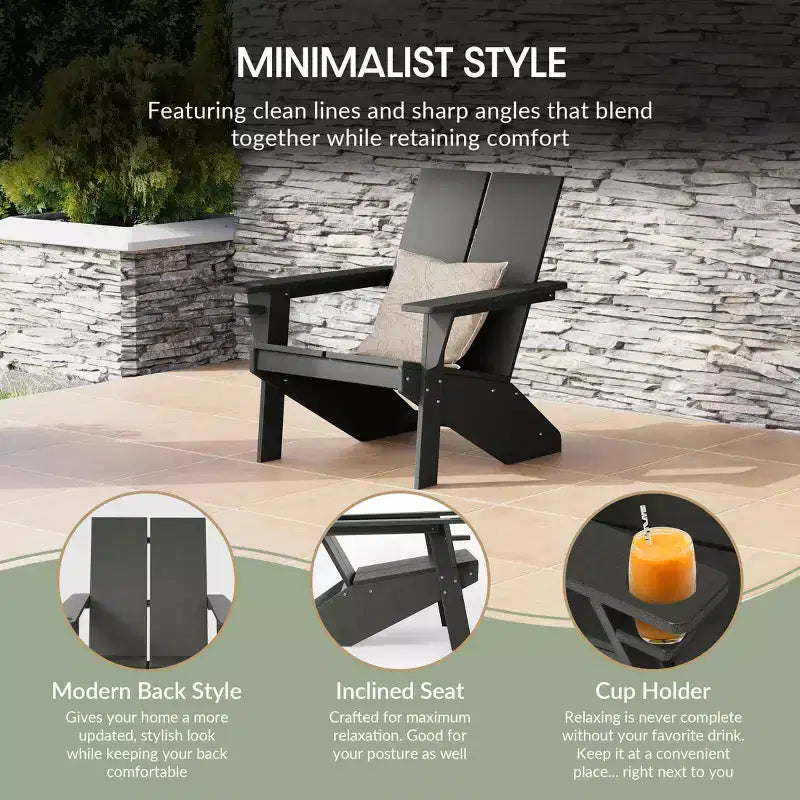 WestinTrends Riviera Set da 4 Pezzi per Esterno in HDPE con Sedie Adirondack Moderne, Poggiapiedi Pieghevoli da Patio e Portabicchieri