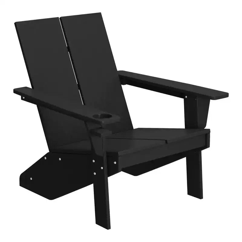 WestinTrends Riviera Set da 4 Pezzi per Esterno in HDPE con Sedie Adirondack Moderne, Poggiapiedi Pieghevoli da Patio e Portabicchieri