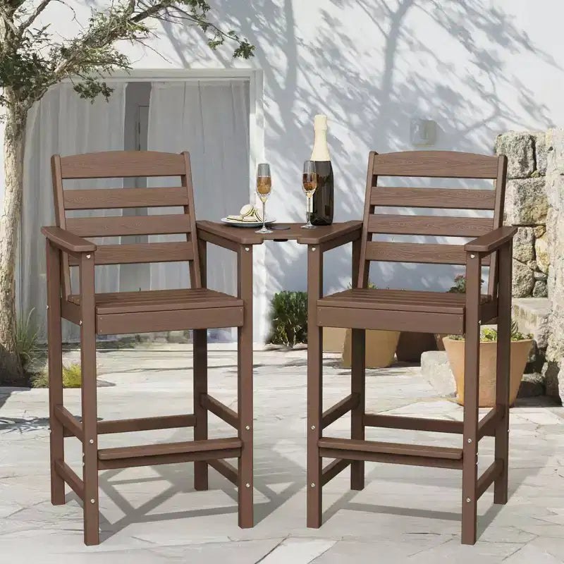 Hyleory Panca Adirondack a due posti in HDPE con tavolino laterale integrato, sedia doppia da esterno per 2 persone