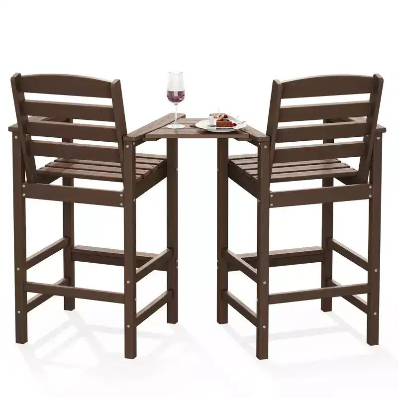 Hyleory Panca Adirondack a due posti in HDPE con tavolino laterale integrato, sedia doppia da esterno per 2 persone