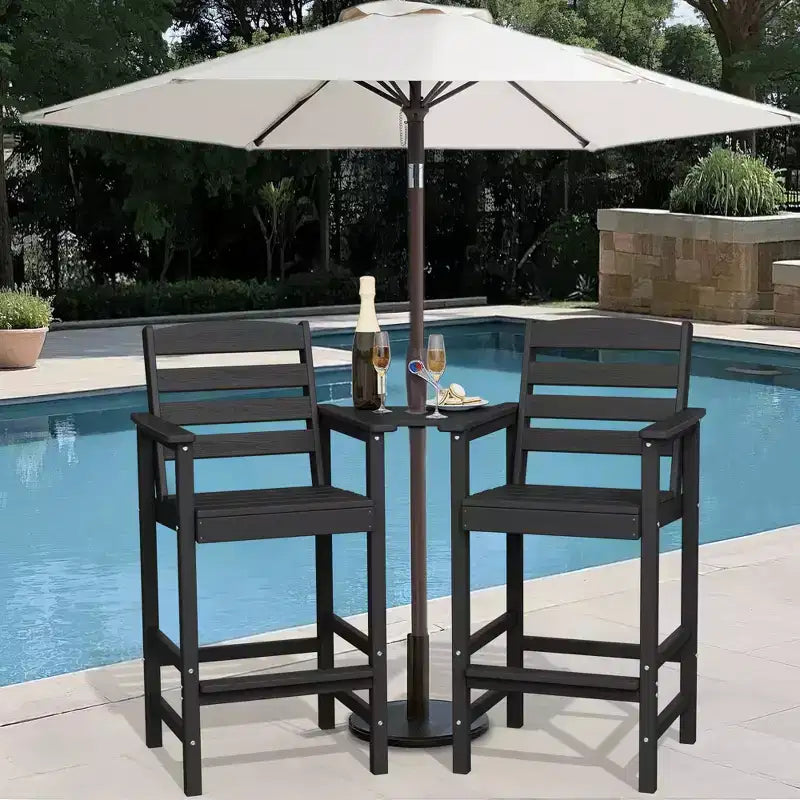 Hyleory Panca Adirondack a due posti in HDPE con tavolino laterale integrato, sedia doppia da esterno per 2 persone