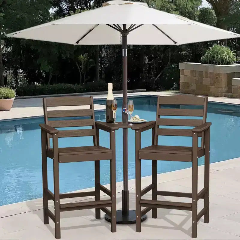 Hyleory Panca Adirondack a due posti in HDPE con tavolino laterale integrato, sedia doppia da esterno per 2 persone