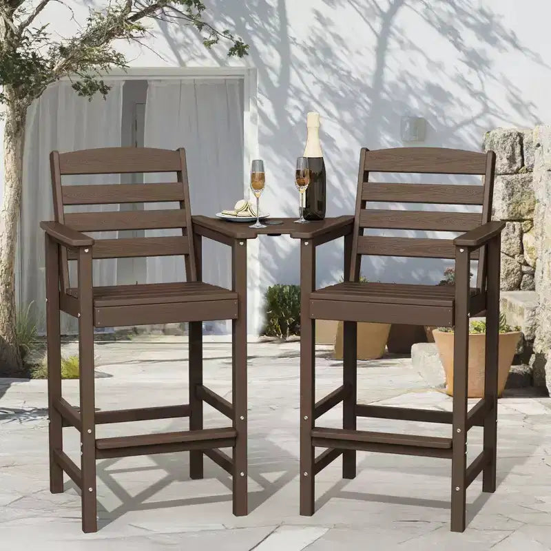 Hyleory Panca Adirondack a due posti in HDPE con tavolino laterale integrato, sedia doppia da esterno per 2 persone