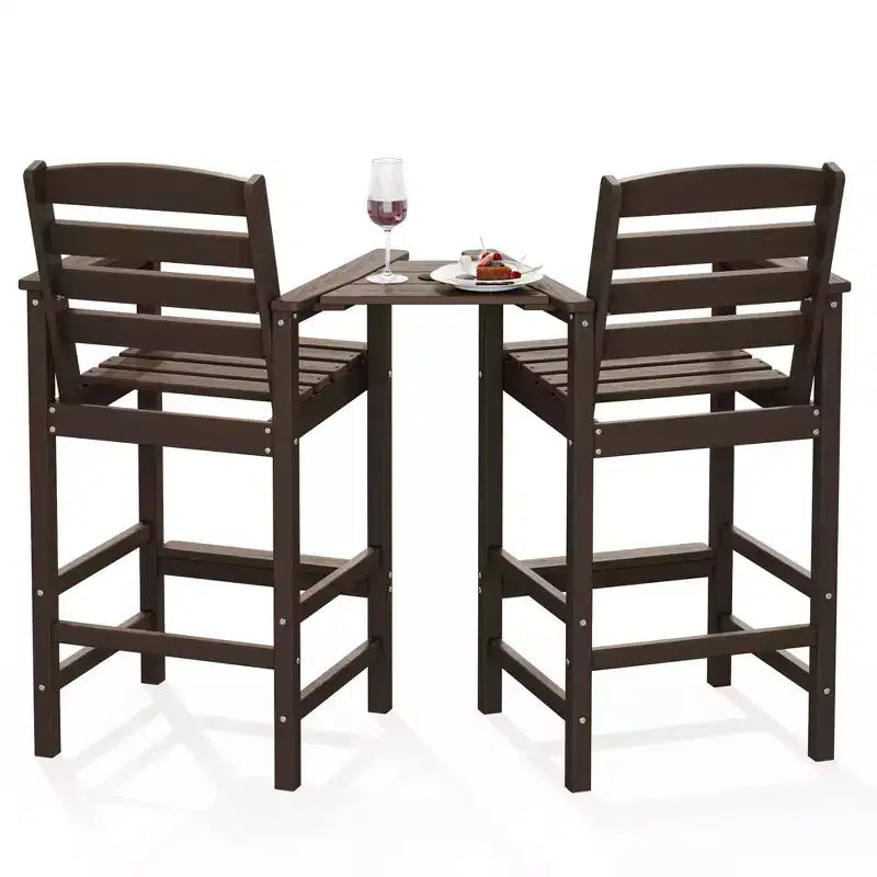 Hyleory Panca Adirondack a due posti in HDPE con tavolino laterale integrato, sedia doppia da esterno per 2 persone