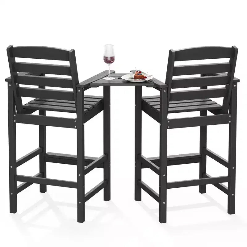 Hyleory Panca Adirondack a due posti in HDPE con tavolino laterale integrato, sedia doppia da esterno per 2 persone