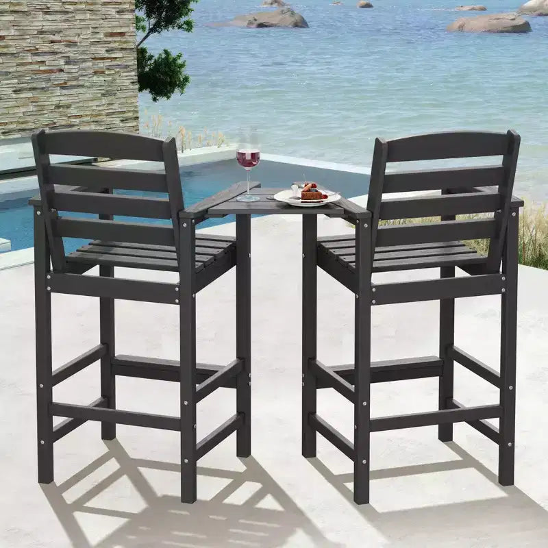 Hyleory Panca Adirondack a due posti in HDPE con tavolino laterale integrato, sedia doppia da esterno per 2 persone
