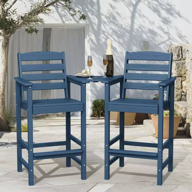 Hyleory Panca Adirondack a due posti in HDPE con tavolino laterale integrato, sedia doppia da esterno per 2 persone