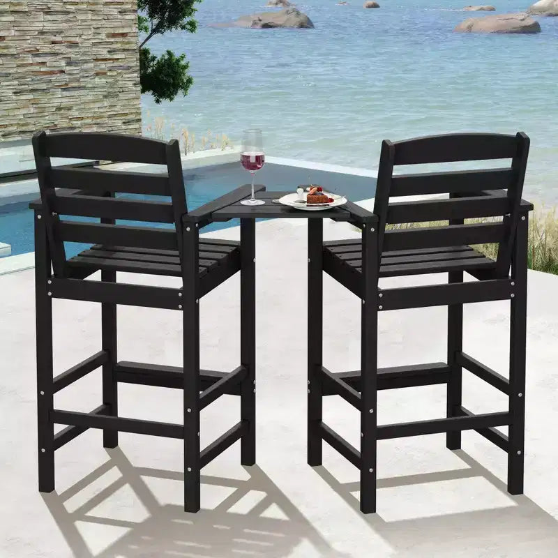 Hyleory Panca Adirondack a due posti in HDPE con tavolino laterale integrato, sedia doppia da esterno per 2 persone