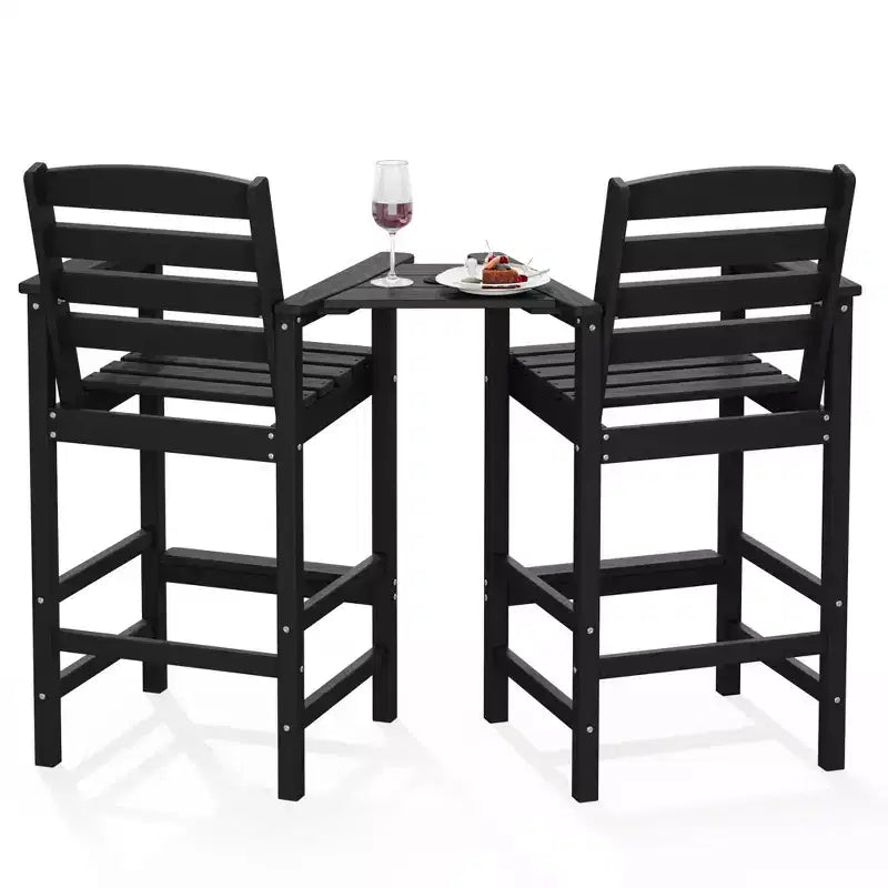 Hyleory Panca Adirondack a due posti in HDPE con tavolino laterale integrato, sedia doppia da esterno per 2 persone