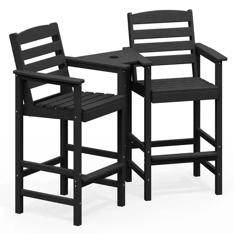 Hyleory Panca Adirondack a due posti in HDPE con tavolino laterale integrato, sedia doppia da esterno per 2 persone