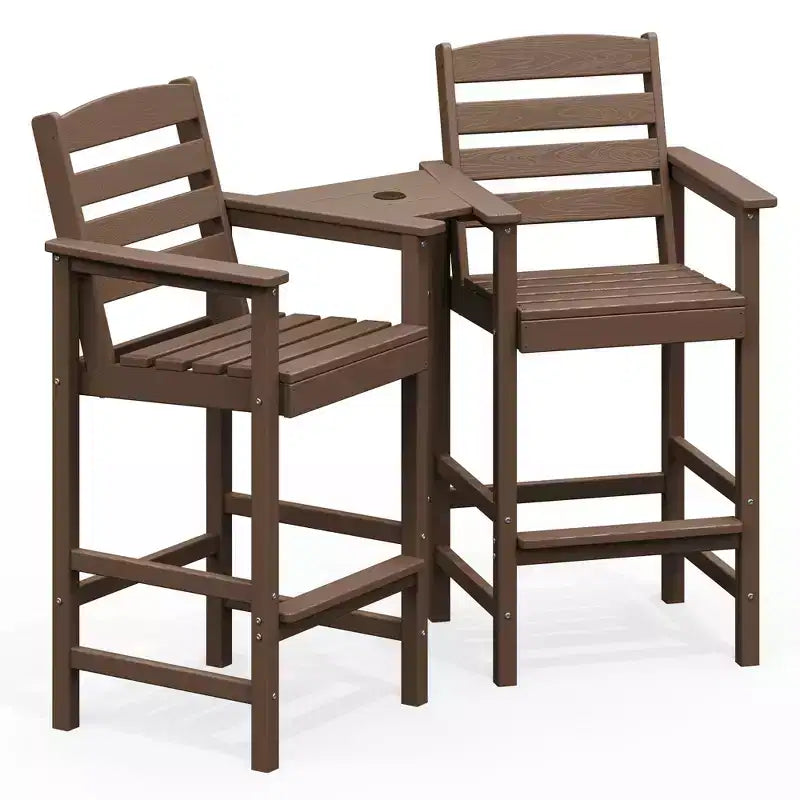 Causeuse de bar Hyleory en PEHD de type Adirondack avec table d'appoint intégrée, chaise double d'extérieur 2 places