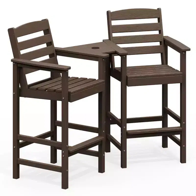 Causeuse de bar Hyleory en PEHD de type Adirondack avec table d'appoint intégrée, chaise double d'extérieur 2 places