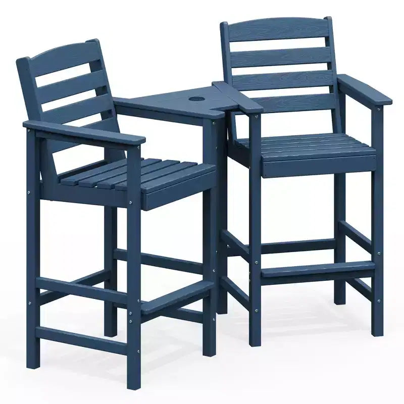 Causeuse de bar Hyleory en PEHD de type Adirondack avec table d'appoint intégrée, chaise double d'extérieur 2 places