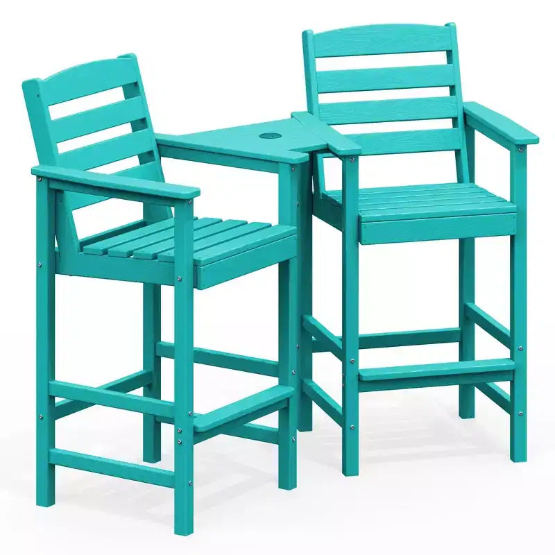 Causeuse de bar Hyleory en PEHD de type Adirondack avec table d'appoint intégrée, chaise double d'extérieur 2 places