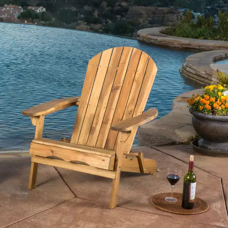 Sedia Adirondack reclinabile da esterno Christopher Knight Home in legno di acacia con poggiapiedi allungabile