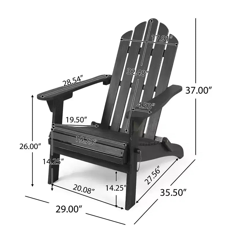 Chaise pliante d'extérieur Adirondack Cara en bois d'acacia GDFStudio