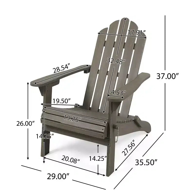 Chaise pliante d'extérieur Adirondack Cara en bois d'acacia GDFStudio
