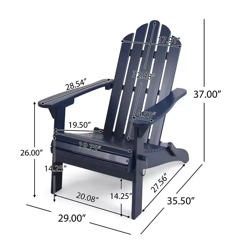 Chaise pliante d'extérieur Adirondack Cara en bois d'acacia GDFStudio