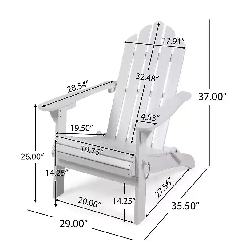 Chaise pliante d'extérieur Adirondack Cara en bois d'acacia GDFStudio