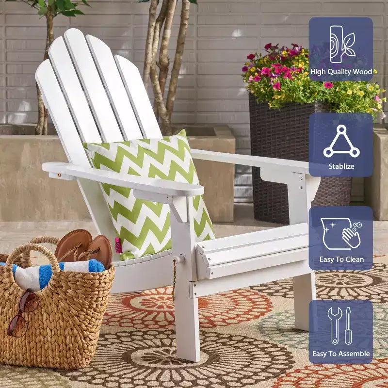 Chaise pliante d'extérieur Adirondack Cara en bois d'acacia GDFStudio