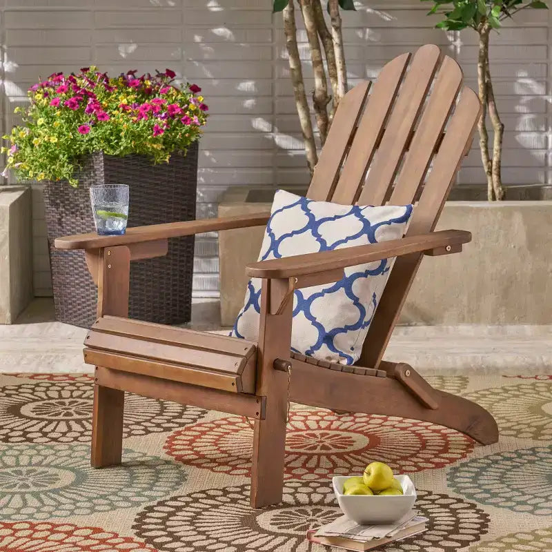 Chaise pliante d'extérieur Adirondack Cara en bois d'acacia GDFStudio