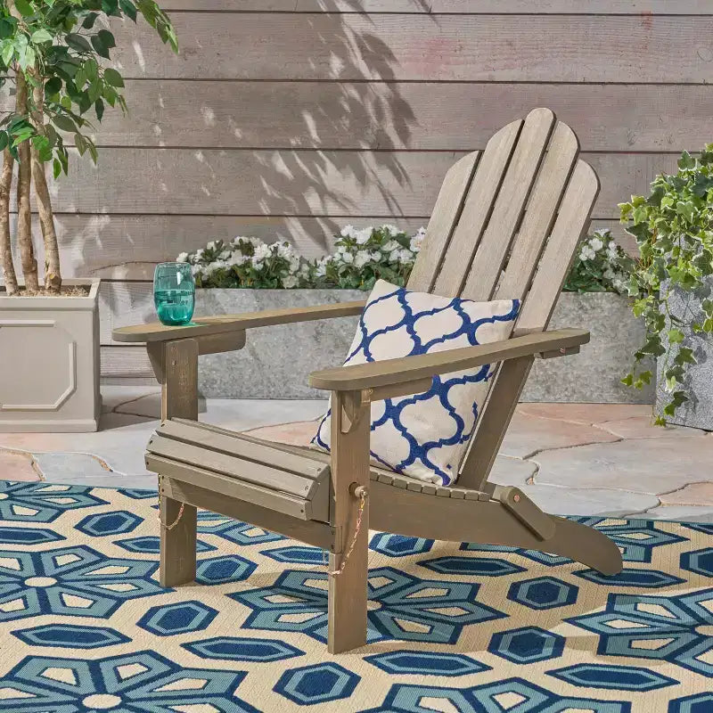 Chaise pliante d'extérieur Adirondack Cara en bois d'acacia GDFStudio