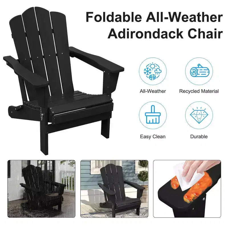 Hyleory Sedia da Giardino Pieghevole in HDPE, Sedia Adirondack per Tutte le Stagioni