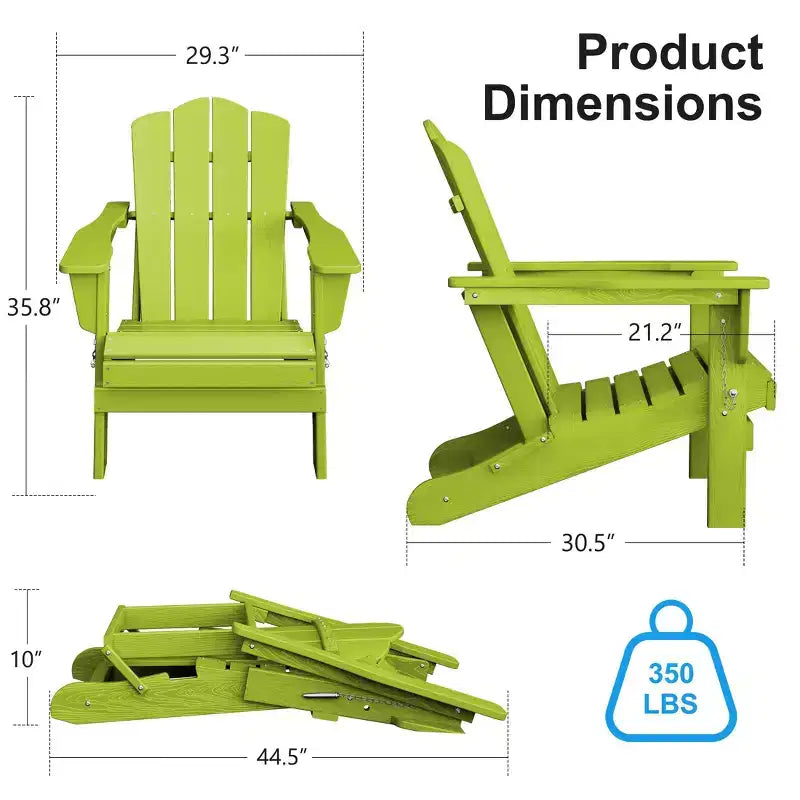 Hyleory Sedia da Giardino Pieghevole in HDPE, Sedia Adirondack per Tutte le Stagioni