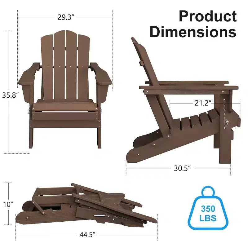 Hyleory Sedia da Giardino Pieghevole in HDPE, Sedia Adirondack per Tutte le Stagioni
