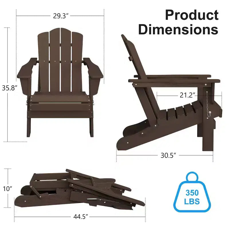 Hyleory Sedia da Giardino Pieghevole in HDPE, Sedia Adirondack per Tutte le Stagioni
