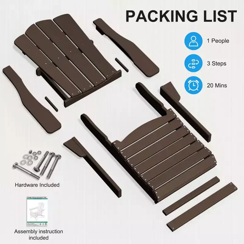 Hyleory Sedia da Giardino Pieghevole in HDPE, Sedia Adirondack per Tutte le Stagioni