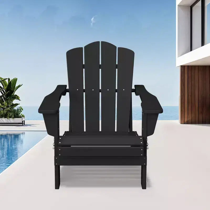 Chaise de patio extérieure Hyleory en PEHD, chaise Adirondack pliante toutes saisons