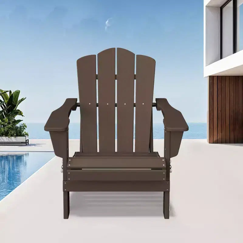 Chaise de patio extérieure Hyleory en PEHD, chaise Adirondack pliante toutes saisons