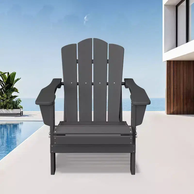 Chaise de patio extérieure Hyleory en PEHD, chaise Adirondack pliante toutes saisons