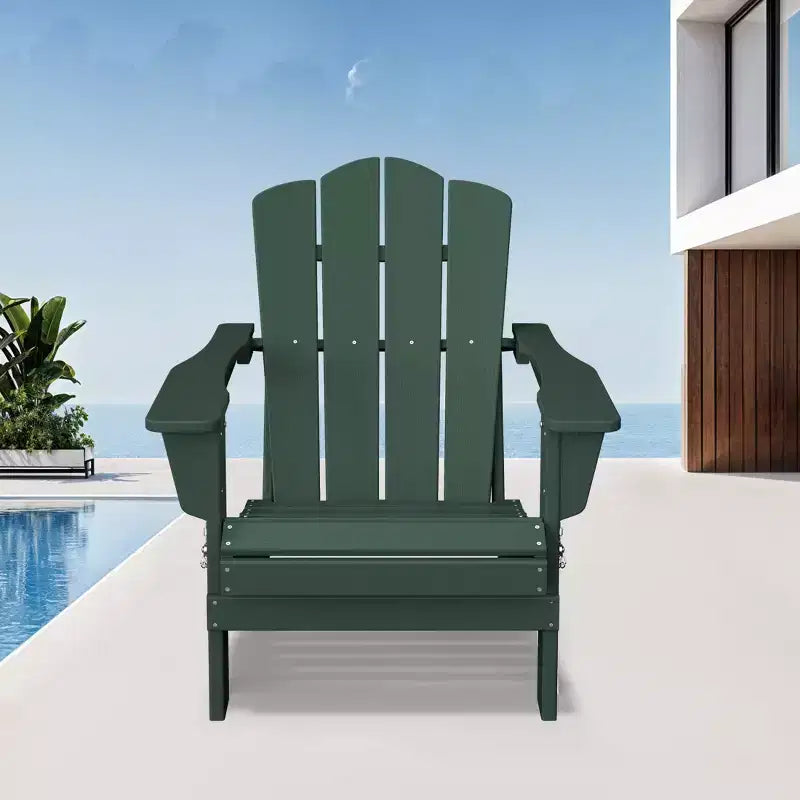 Chaise de patio extérieure Hyleory en PEHD, chaise Adirondack pliante toutes saisons