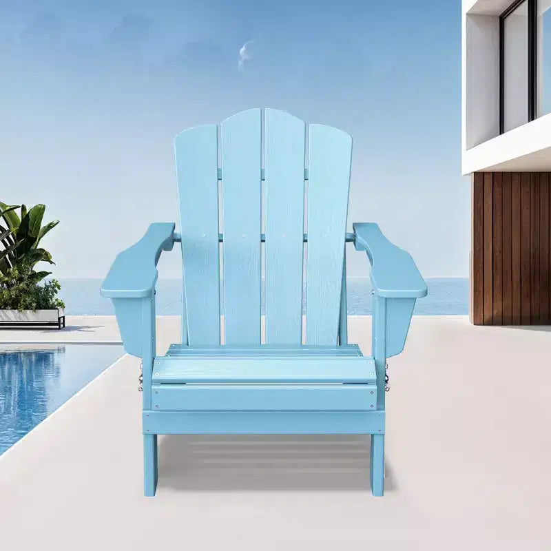Chaise de patio extérieure Hyleory en PEHD, chaise Adirondack pliante toutes saisons