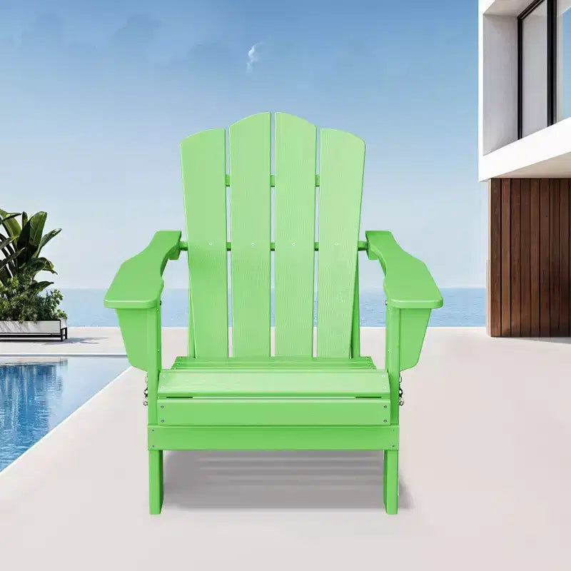 Chaise de patio extérieure Hyleory en PEHD, chaise Adirondack pliante toutes saisons