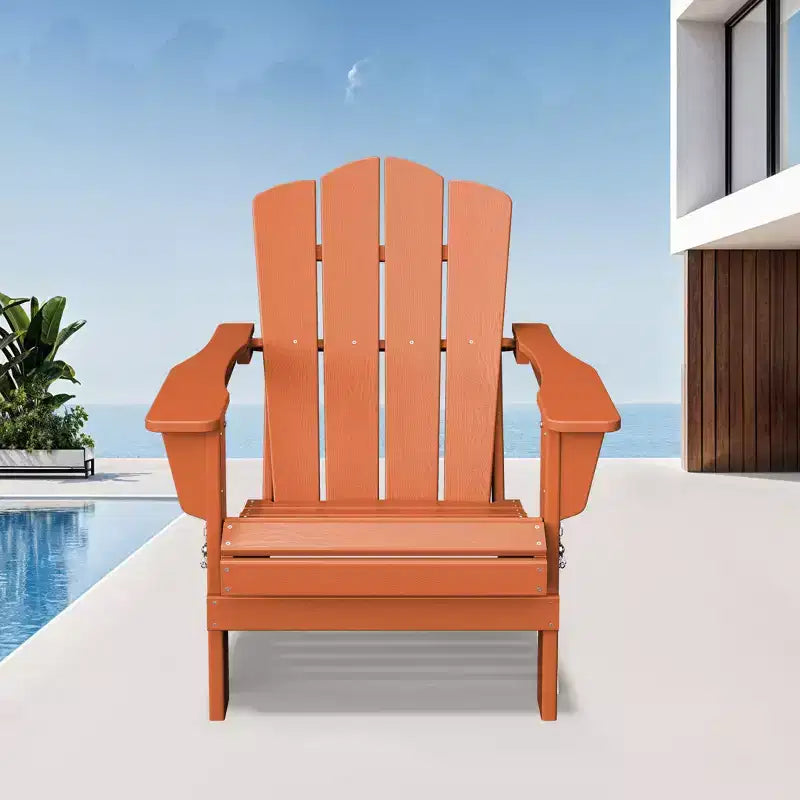 Chaise de patio extérieure Hyleory en PEHD, chaise Adirondack pliante toutes saisons