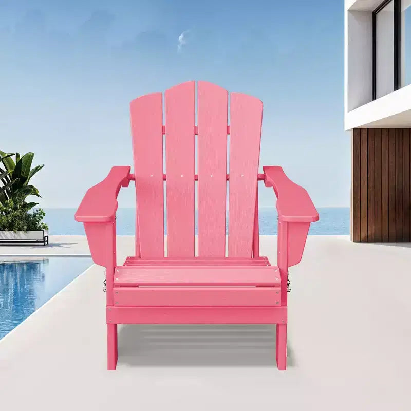 Chaise de patio extérieure Hyleory en PEHD, chaise Adirondack pliante toutes saisons