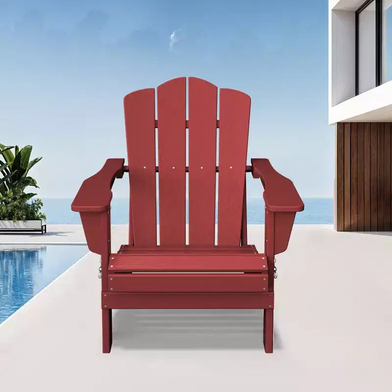 Chaise de patio extérieure Hyleory en PEHD, chaise Adirondack pliante toutes saisons