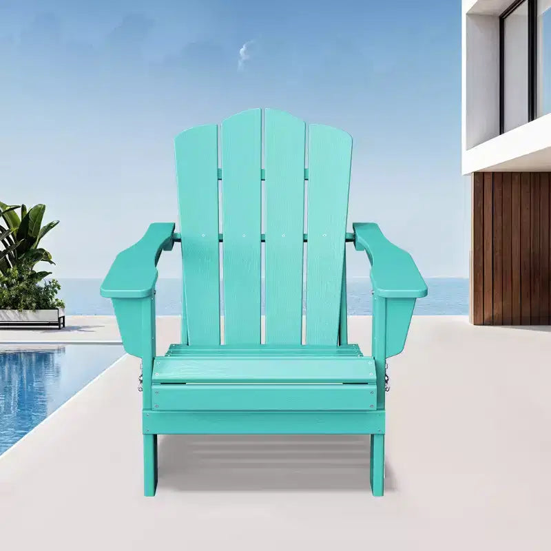 Chaise de patio extérieure Hyleory en PEHD, chaise Adirondack pliante toutes saisons