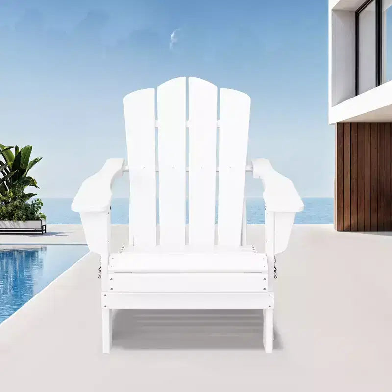 Chaise de patio extérieure Hyleory en PEHD, chaise Adirondack pliante toutes saisons