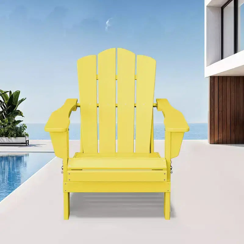 Chaise de patio extérieure Hyleory en PEHD, chaise Adirondack pliante toutes saisons