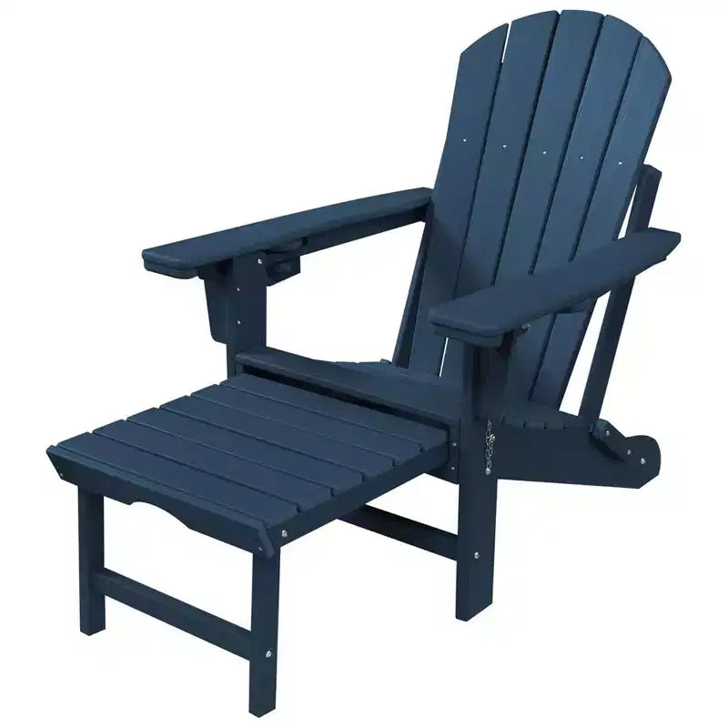 Trappers Peak Adjustable Folding Adirondack Chair with Footrest and Backrest, Blue  Outdoor Lounge Seat for Patio and Deck Furniture