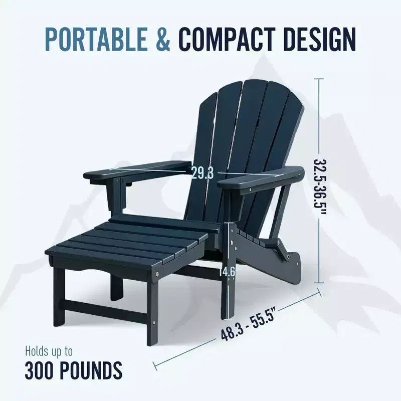 Poltrona Adirondack Pieghevole Regolabile Trappers Peak con Poggiapiedi e Schienale, Blu - Sedia a Sdraio per Esterni per Patio e Mobili da Giardino