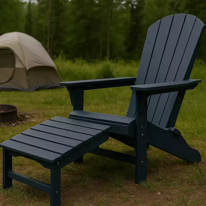 Poltrona Adirondack Pieghevole Regolabile Trappers Peak con Poggiapiedi e Schienale, Blu - Sedia a Sdraio per Esterni per Patio e Mobili da Giardino