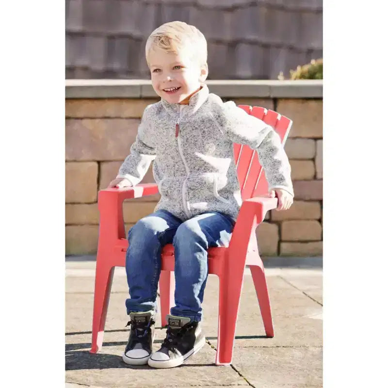 Sedia impilabile da esterno Adams Resin Adirondack per bambini, Rosso Ciliegia (capacità 22,7 kg)