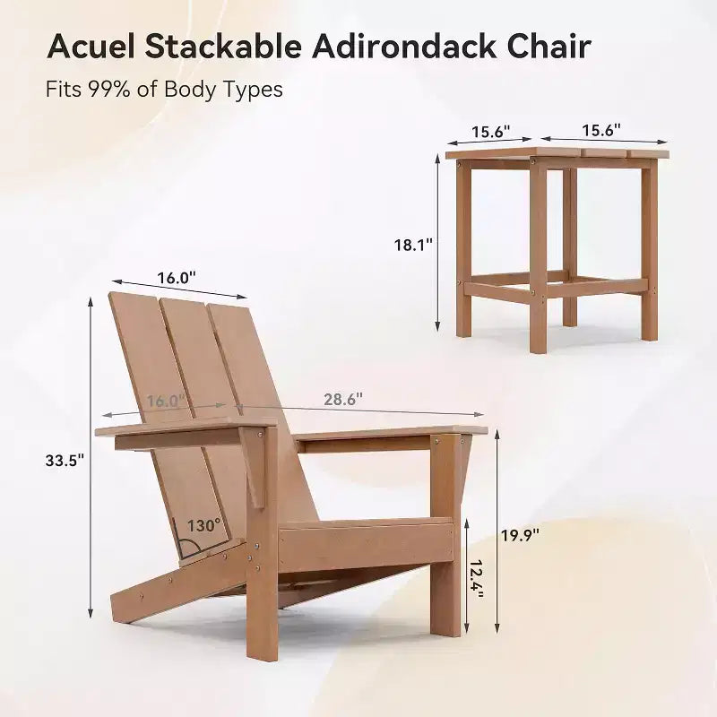 ALAULM Set di Sedie Adirondack, Sedie da Esterno, Sedie con Tavolino da Caffè o Braciere, Ampiamente Utilizzate in Patio, Prato, Giardino, Piscina e Terrazza