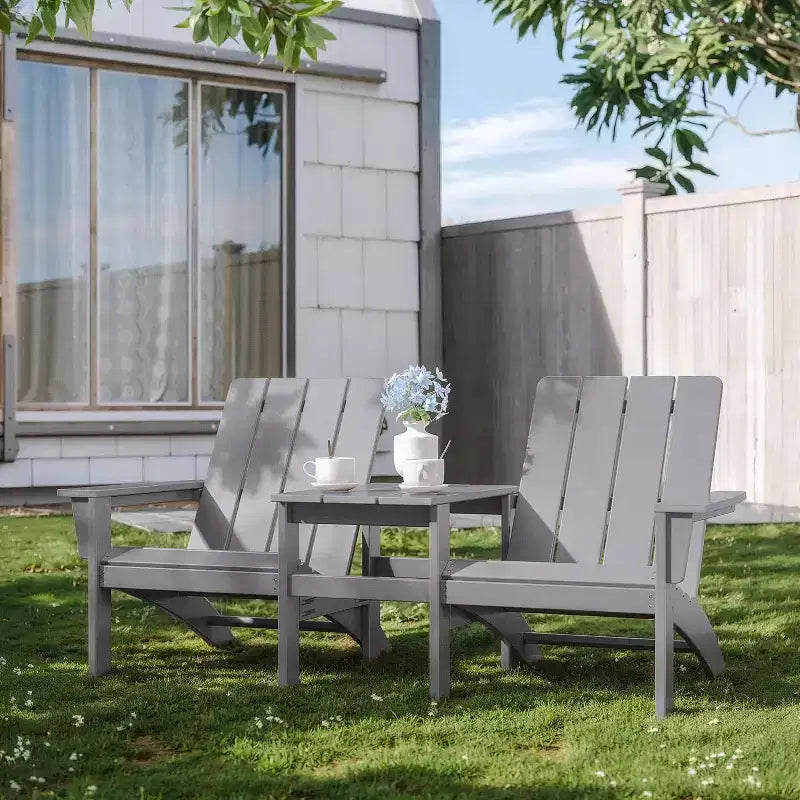 ALAULM Set di Sedie Adirondack, Sedie da Esterno, Sedie con Tavolino da Caffè o Braciere, Ampiamente Utilizzate in Patio, Prato, Giardino, Piscina e Terrazza