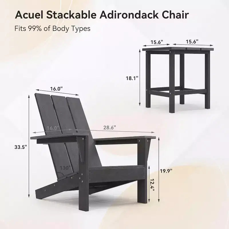 ALAULM Set di Sedie Adirondack, Sedie da Esterno, Sedie con Tavolino da Caffè o Braciere, Ampiamente Utilizzate in Patio, Prato, Giardino, Piscina e Terrazza